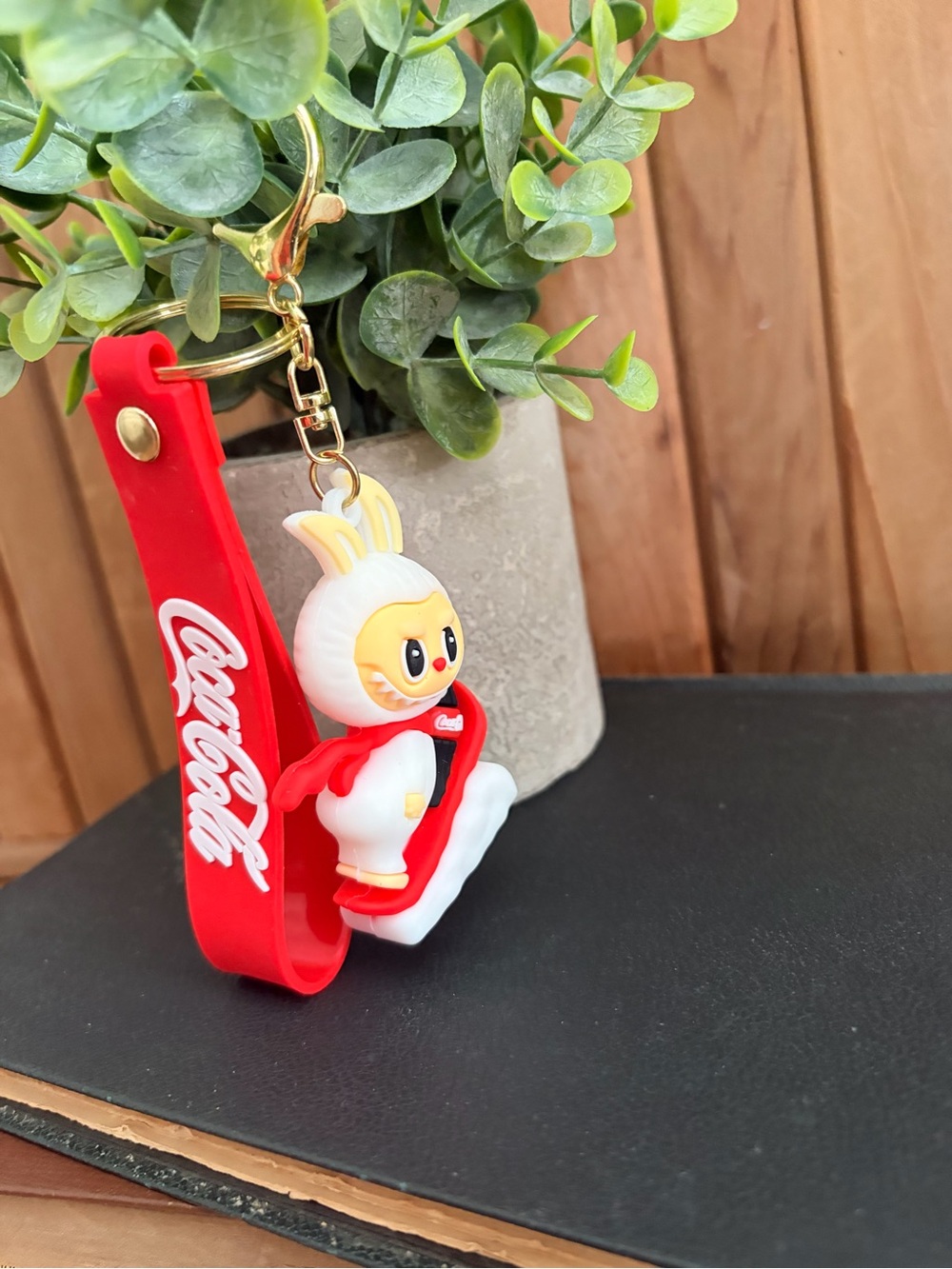Coca-Cola Snowboard Labubu Bunny Keychain with Red Logo Strap - Picture 2 of 4